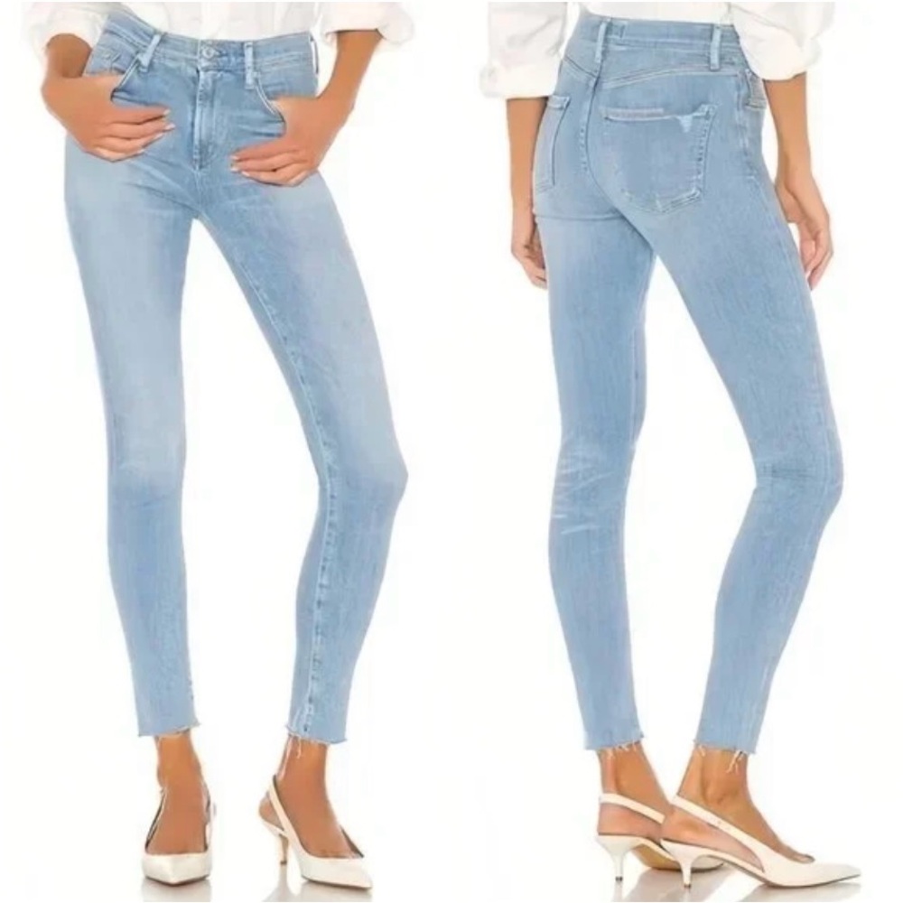AGOLDE Sophie Mid Rise Skinny Frayed Hem Light Wash Ankle Jeans‎ Size 26